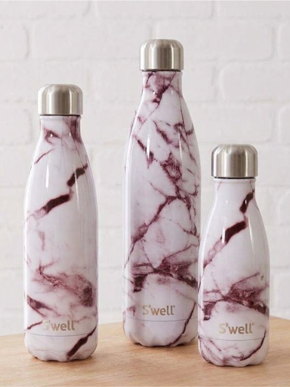 LIMITED EDITION S’well White Marble Water Bottle 750ml 25oz Stainless Steel Pink